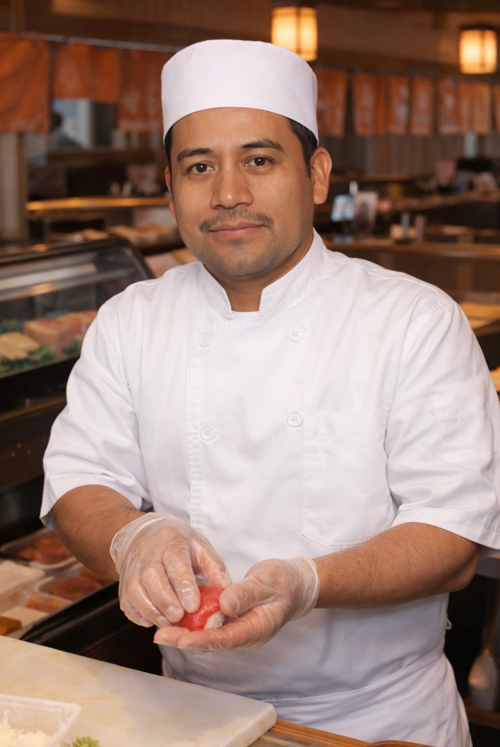 Head Chef Leo preparing omakase sushi at Mizumi Sushi Encino